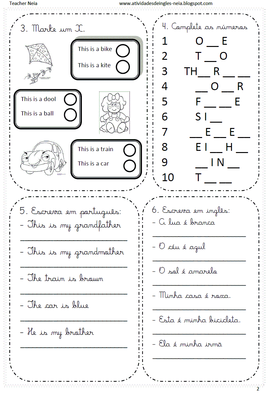 Atividades de Inglês 3 ano do Ensino Fundamental - Para Imprimir.