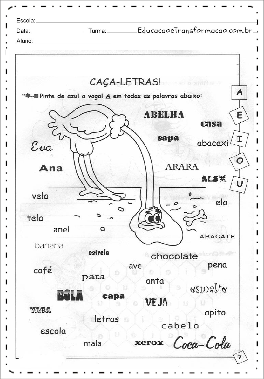 Atividades de Alfabetização Educativas para imprimir gratuitamente.