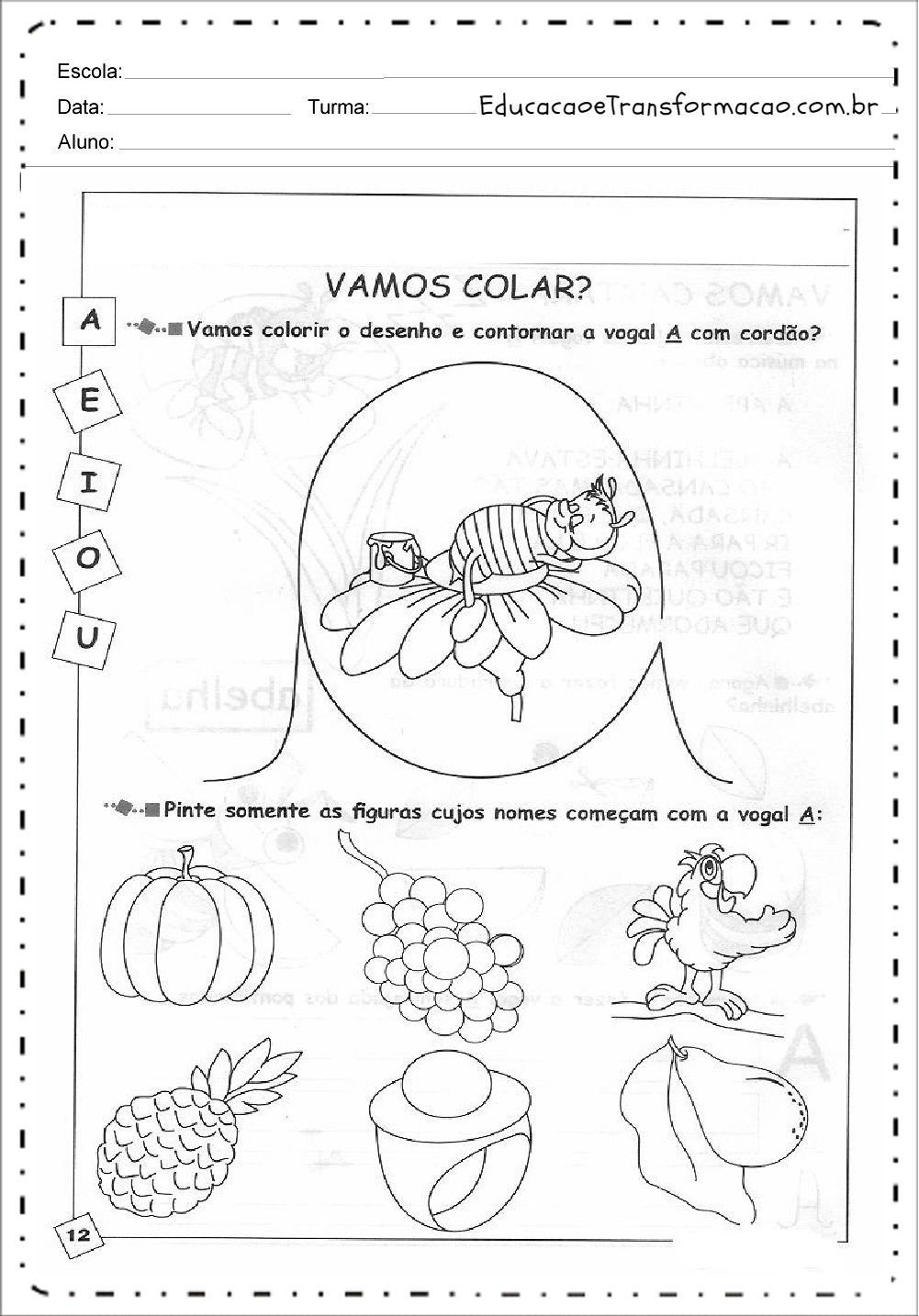 Atividades de Alfabetização Educativas para imprimir gratuitamente.