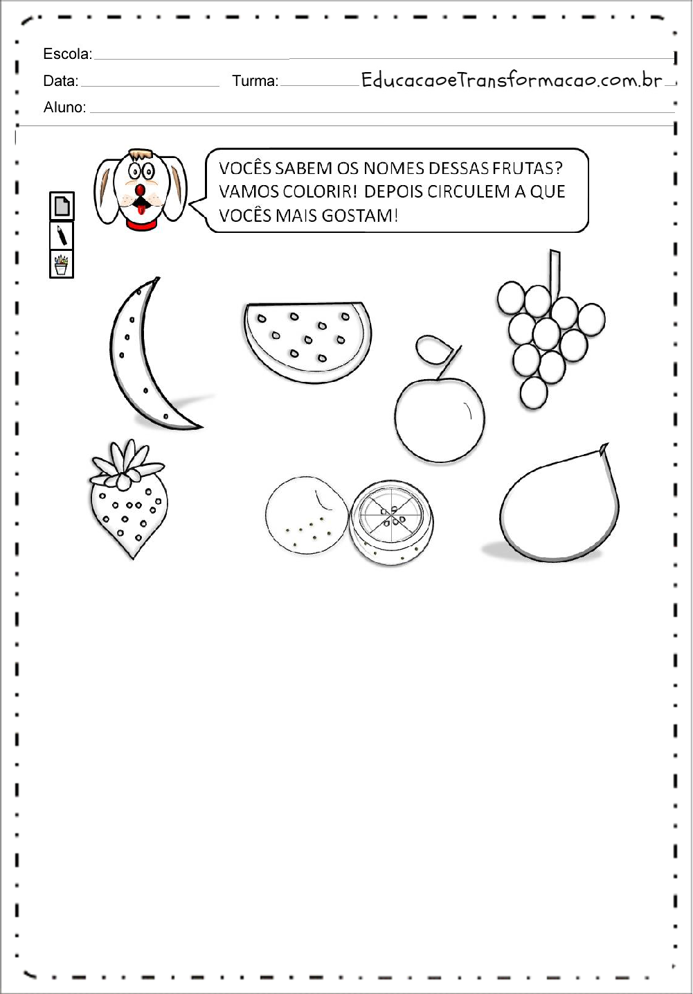 Atividades de Alimentação - Para Imprimir - Series Iniciais