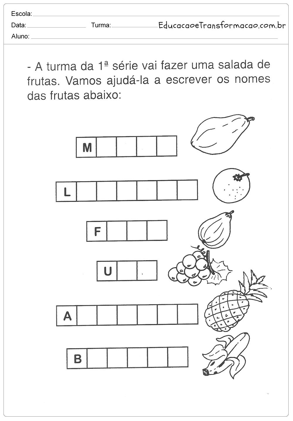 Atividades de Alimentação - Para Imprimir - Series Iniciais