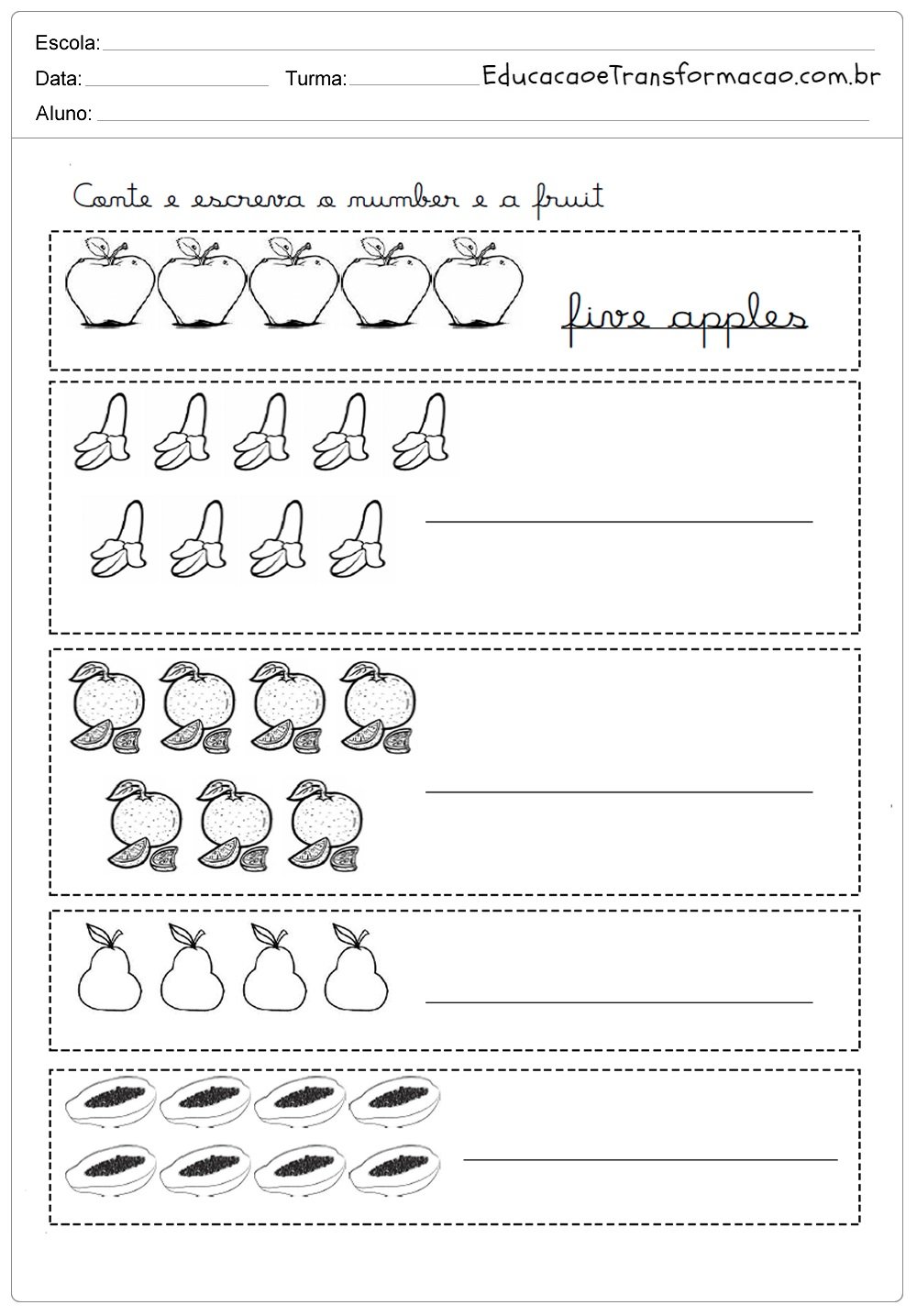 Atividades de Inglês 2 ano do Ensino Fundamental - Para Imprimir.