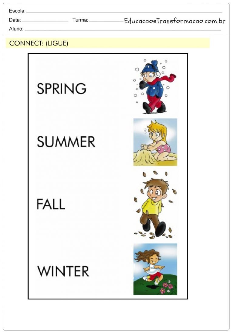 Atividades de Inglês 2 ano do Ensino Fundamental - Para Imprimir.