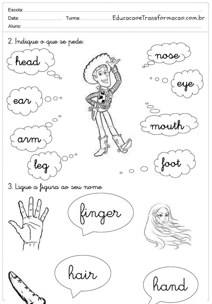 Atividades de Inglês 2 ano do Ensino Fundamental - Para Imprimir.