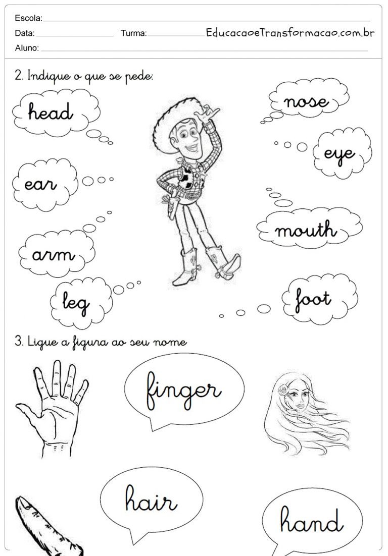Atividades de Inglês 2 ano do Ensino Fundamental - Para Imprimir.