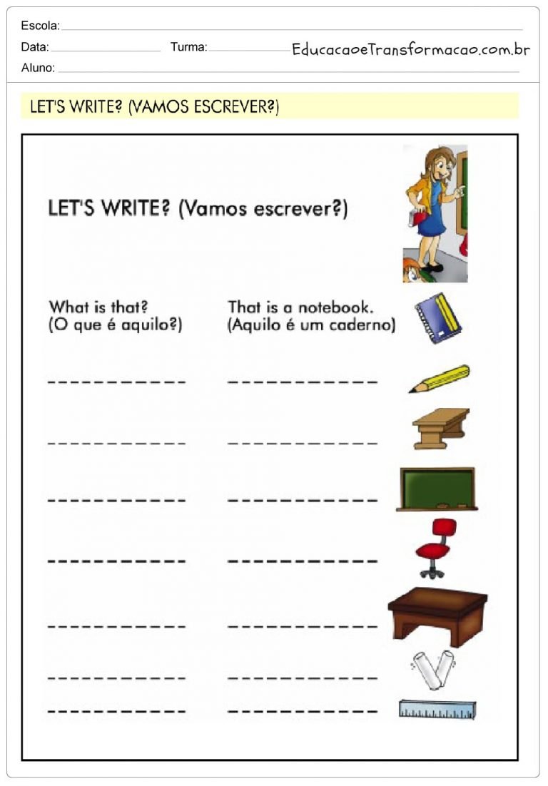 Atividades de Inglês 2 ano do Ensino Fundamental - Para Imprimir.