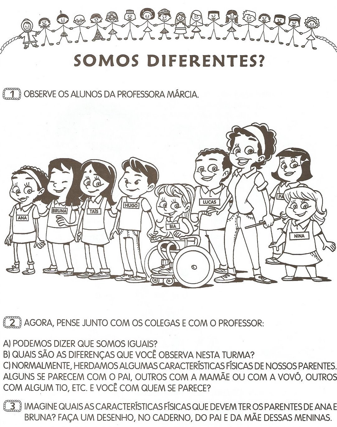 Atividades para o plano de aula diferenças: