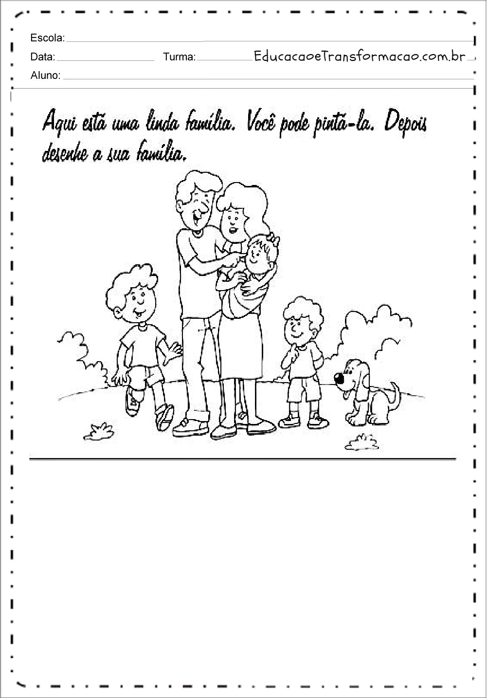 Atividades sobre Família para imprimir - Educação Infantil e Fundamental.