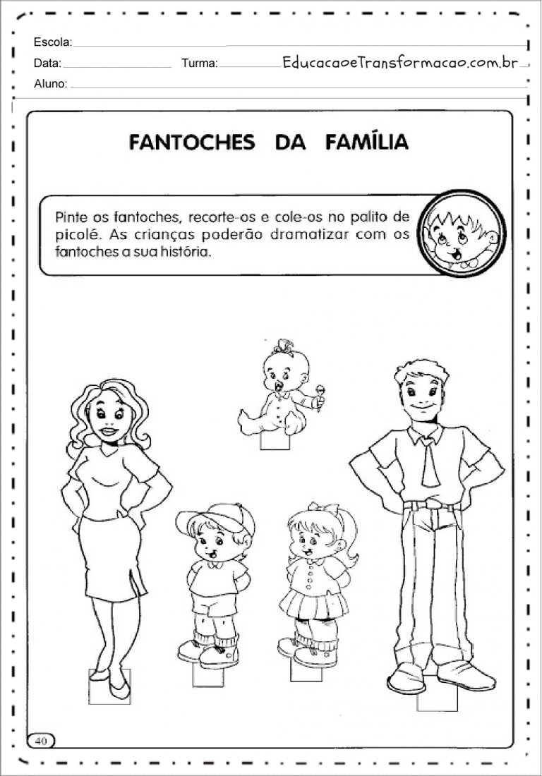 Atividades sobre Família para imprimir - Educação Infantil.