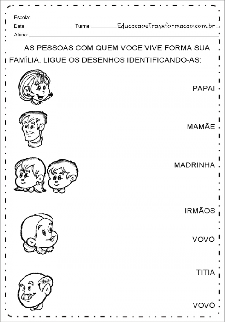 Atividades sobre Família para imprimir - Educação Infantil.