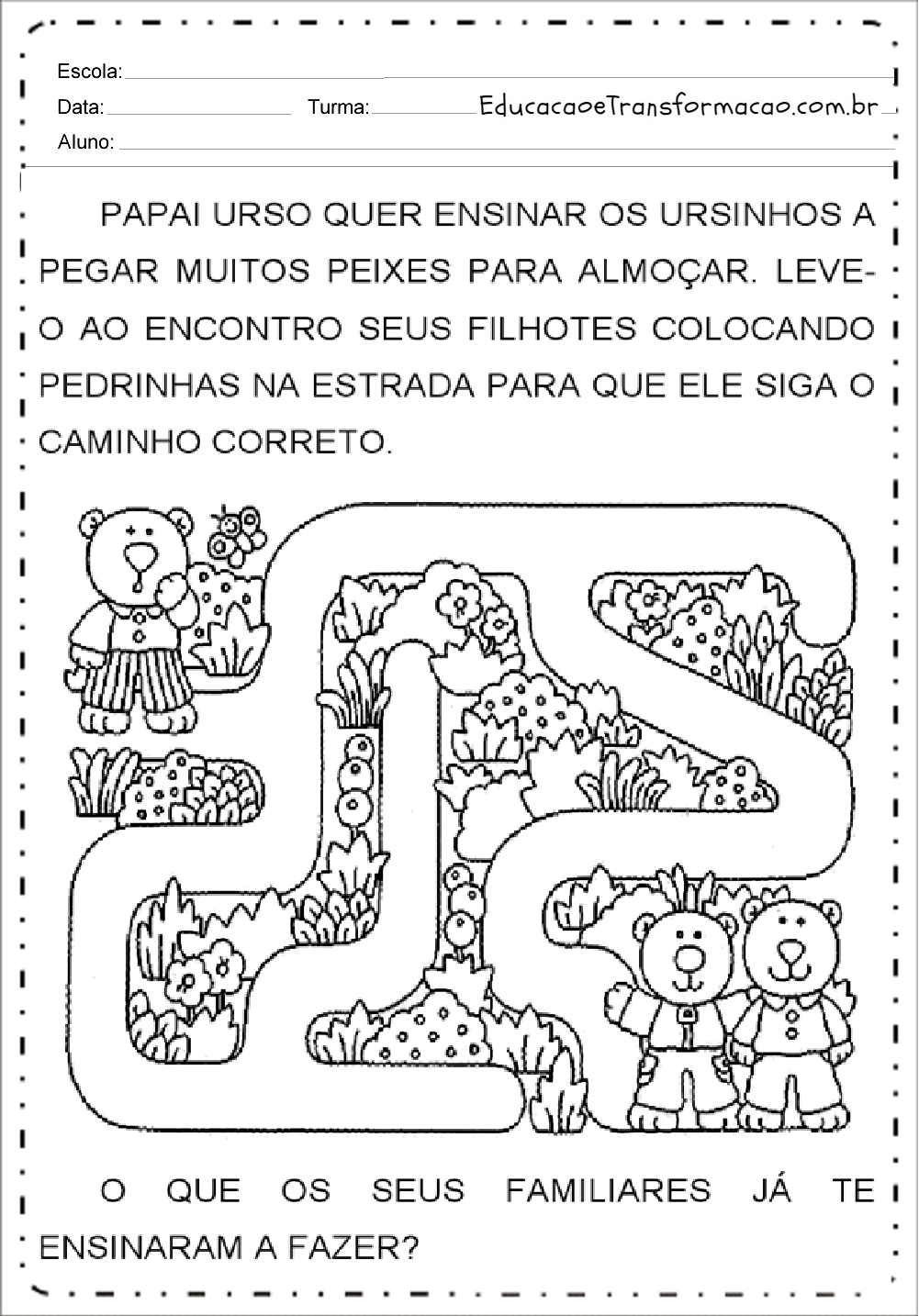 Atividades sobre Família para imprimir - Educação Infantil e Fundamental.