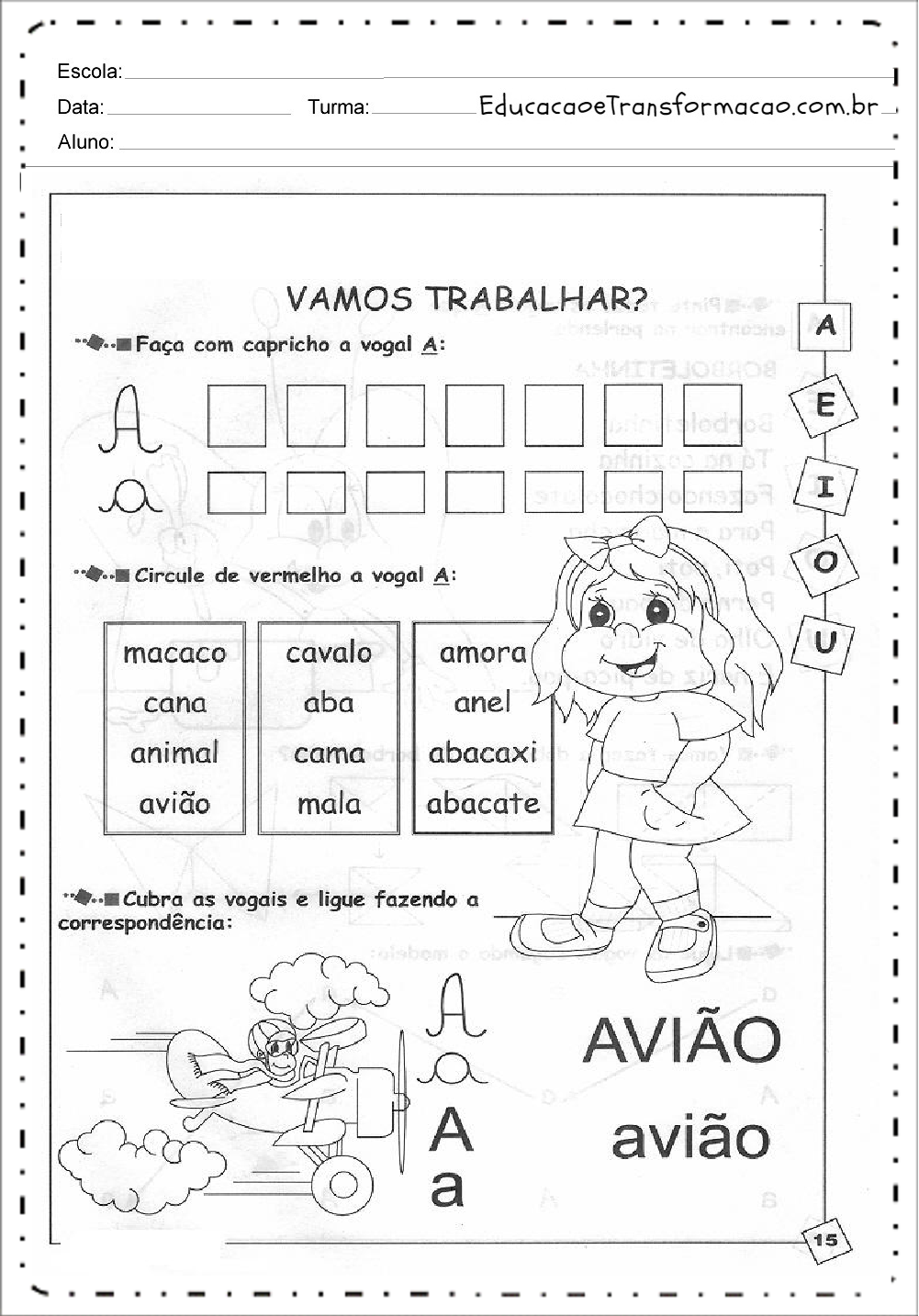 Atividades de Alfabetização Educativas para imprimir gratuitamente.