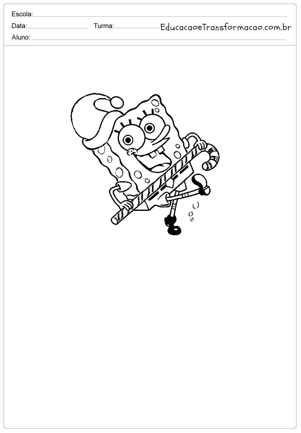 Desenhos para Colorir Bob Esponja - Calça Quadrade - Imprimir e Pintar.