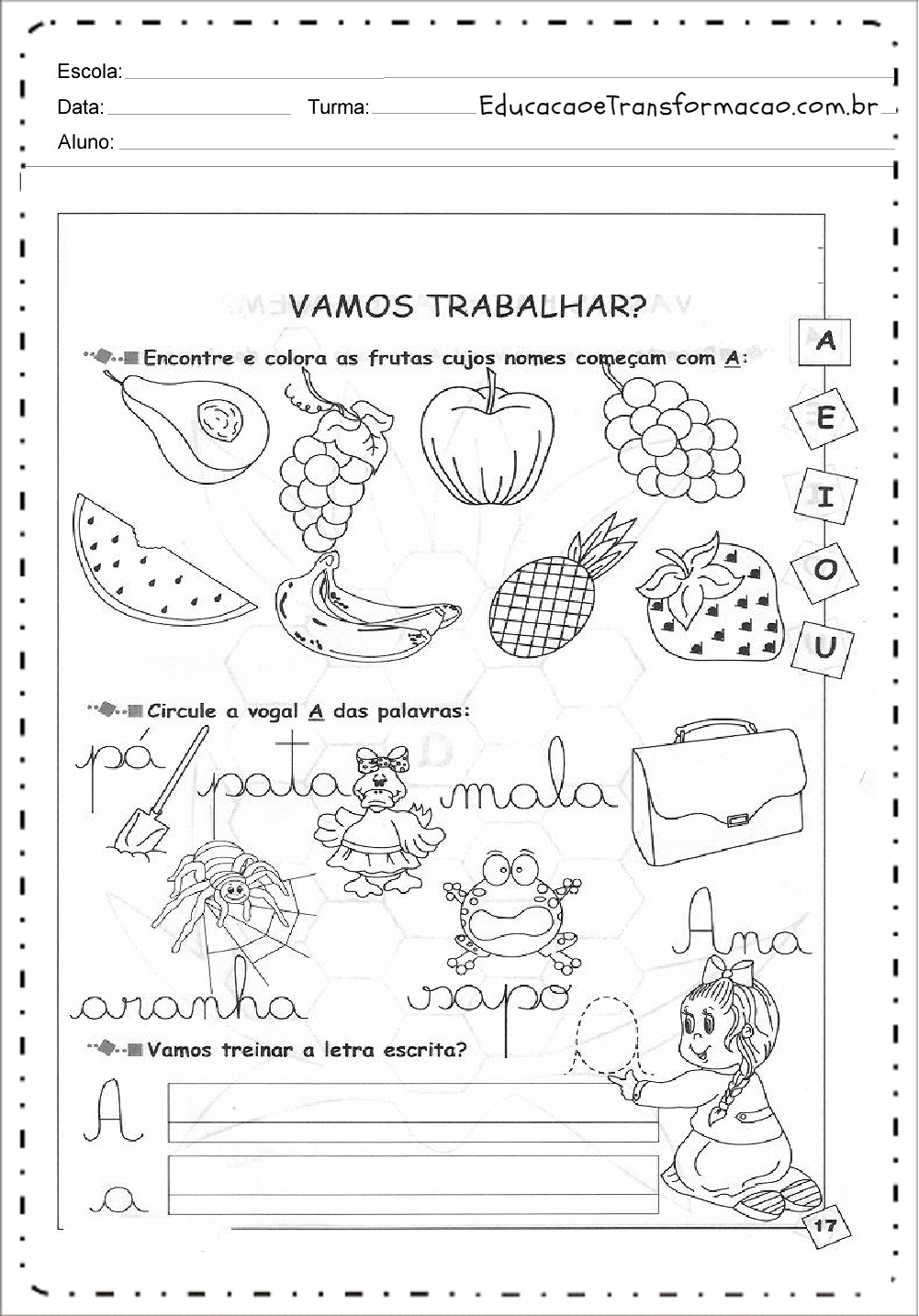 Atividades de Alfabetização Educativas para imprimir gratuitamente.