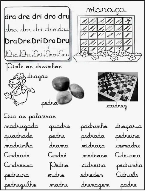 Fichas de Leitura Sílabas Complexas - Para Imprimir.