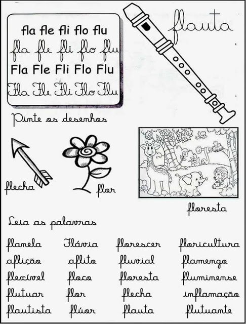 Fichas de Leitura Sílabas Complexas - Para Imprimir.