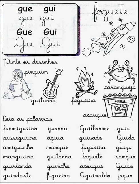 Fichas de Leitura com Sílabas Complexas - GUE - GUI. – Educação e ...