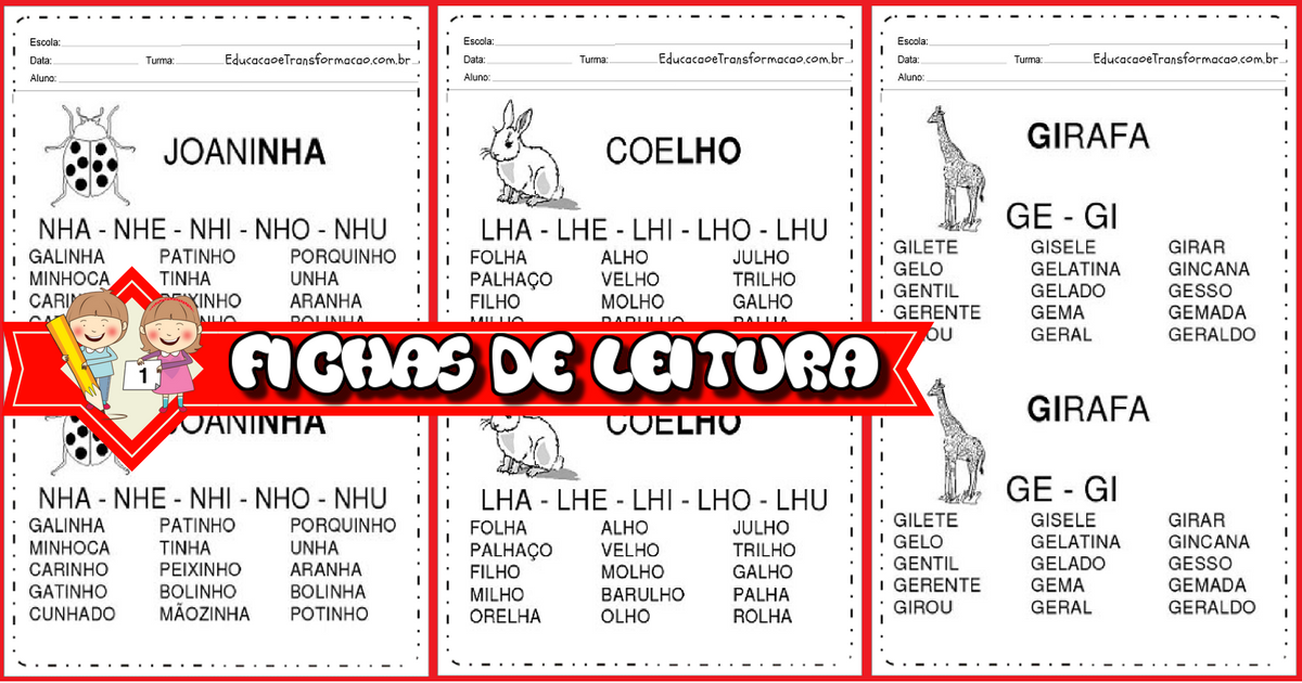 Atividades para Alfabetização - FICHAS DE LEITURA