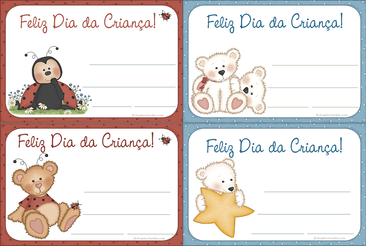 Mensagens Dia das Crianças para imprimir, colorir e completar.