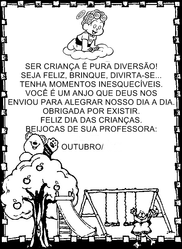 Mensagens Dia das Crianças: Cartões e Frases para imprimir e colorir - Compartilhe nas redes sociais.