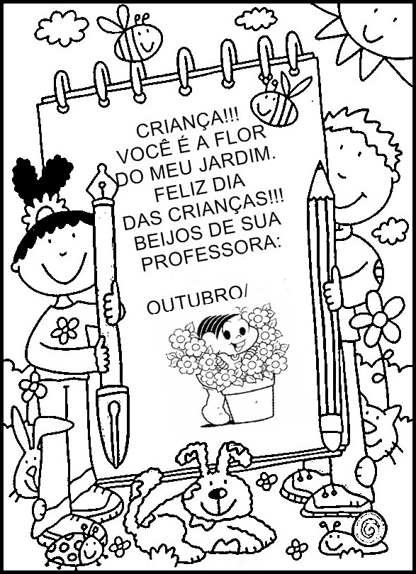 Mensagens Dia das Crianças: Cartões e Frases para imprimir e colorir - Compartilhe nas redes sociais.