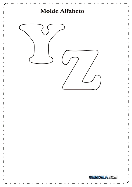 Moldes de Letras para imprimir - Letras do Alfabeto: Cursivas e Retas.