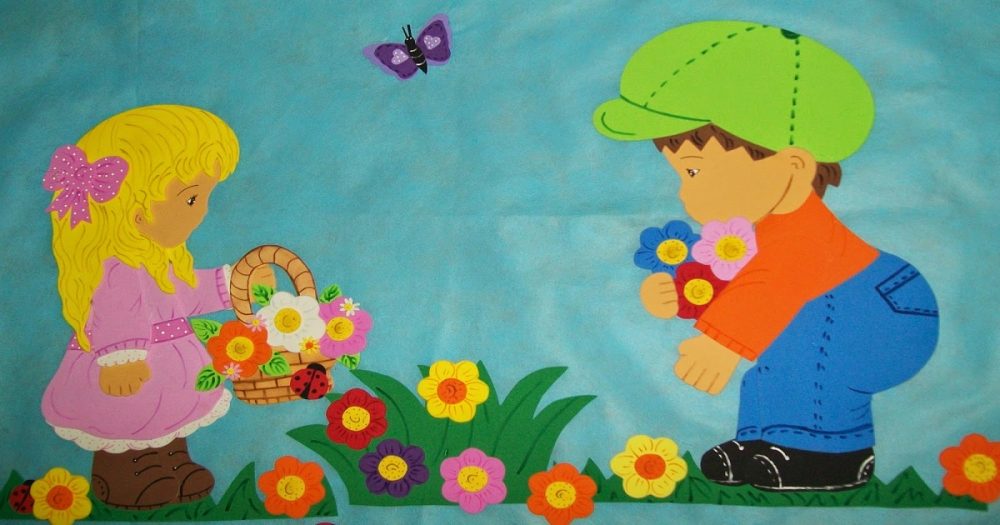 Moldes para Primavera - Estação das Flores: Flores, Arvores, Bichinhos, Menino e Menina.