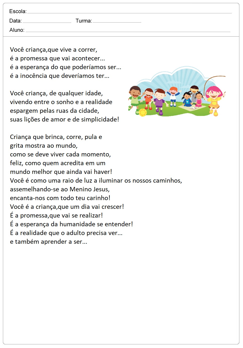Poemas e Poesias para o Dia das Crianças