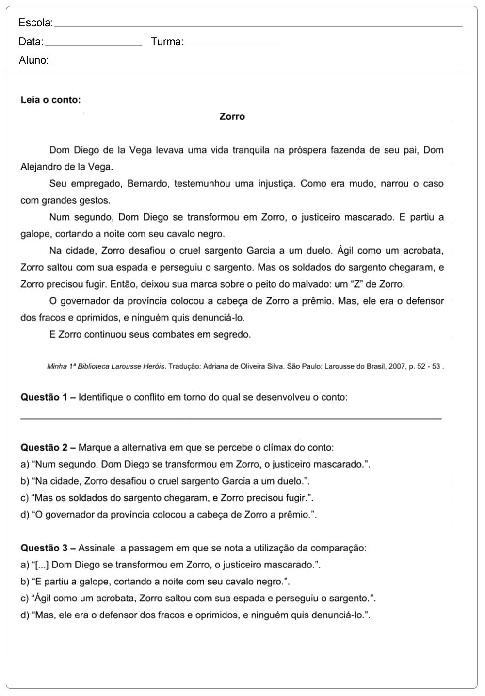 Atividades de Interpretação de Texto 9 ano do Ensino Fundamental