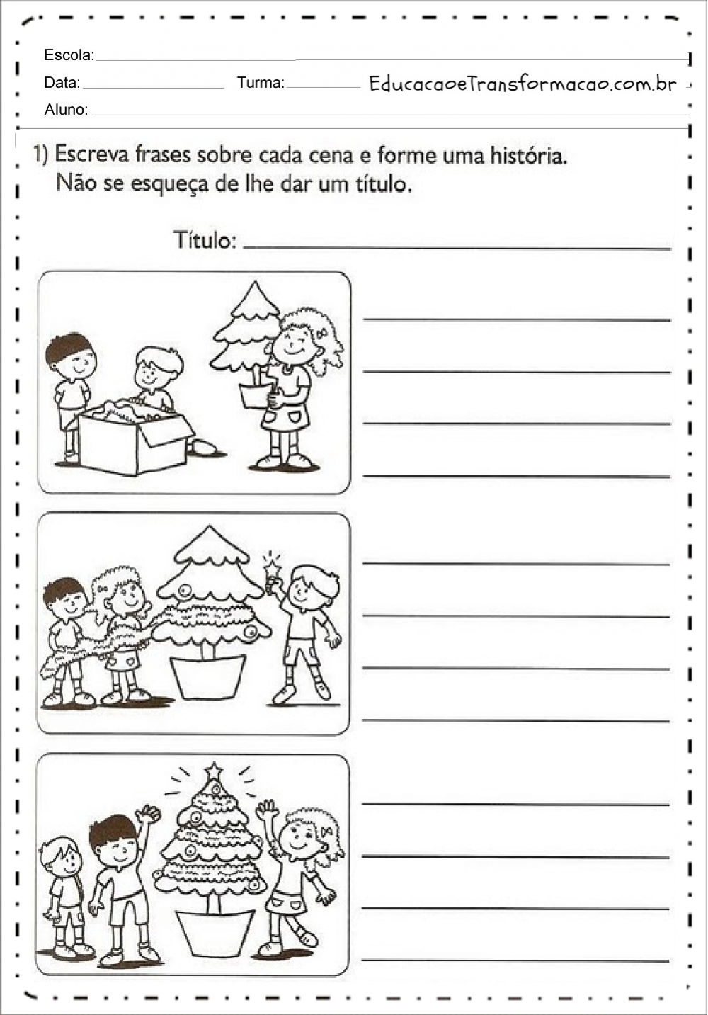 Atividades de Produção de Texto de Natal - Escreva Frases – Educação e Transformação Atividades de Produção de Texto de Natal - Escreva Frases – Educação e Transformação