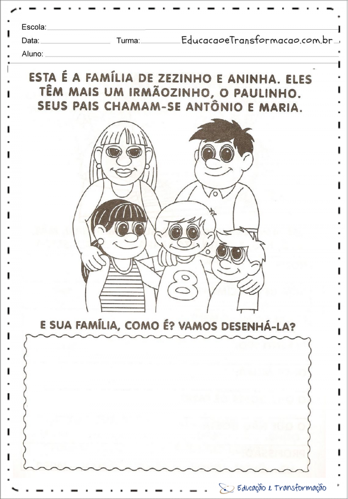 Atividades sobre Família para Educação Infantil - Para imprimir e colorir