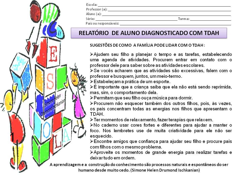 Modelo de Relatório para alunos diagnosticado com TDAH