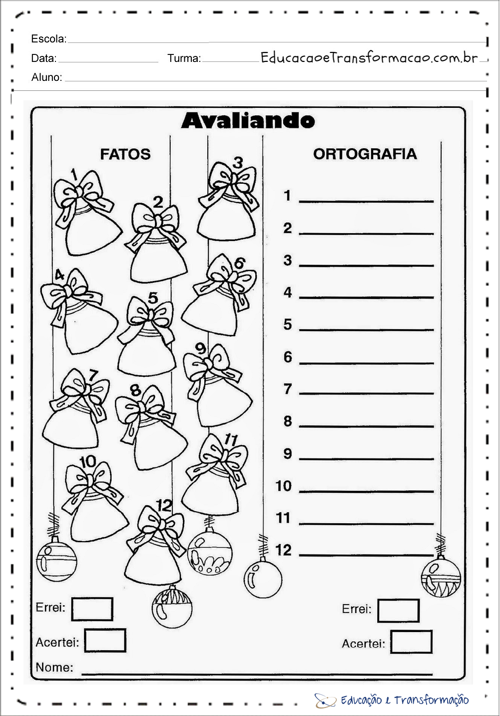 Atividades de Natal 1 ano do Ensino Fundamental pra imprimir