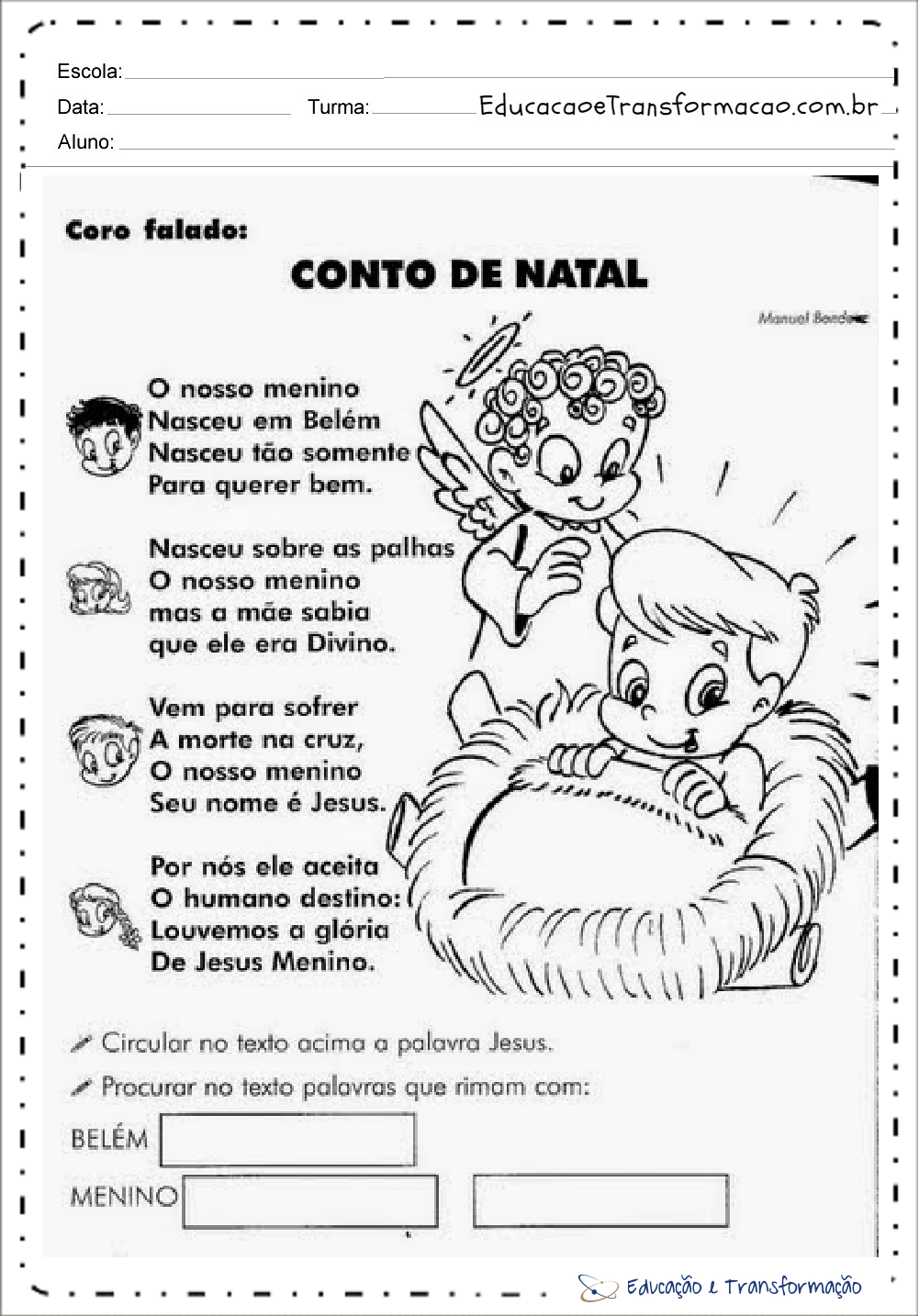 Atividades de Natal 1 ano do Ensino Fundamental pra imprimir