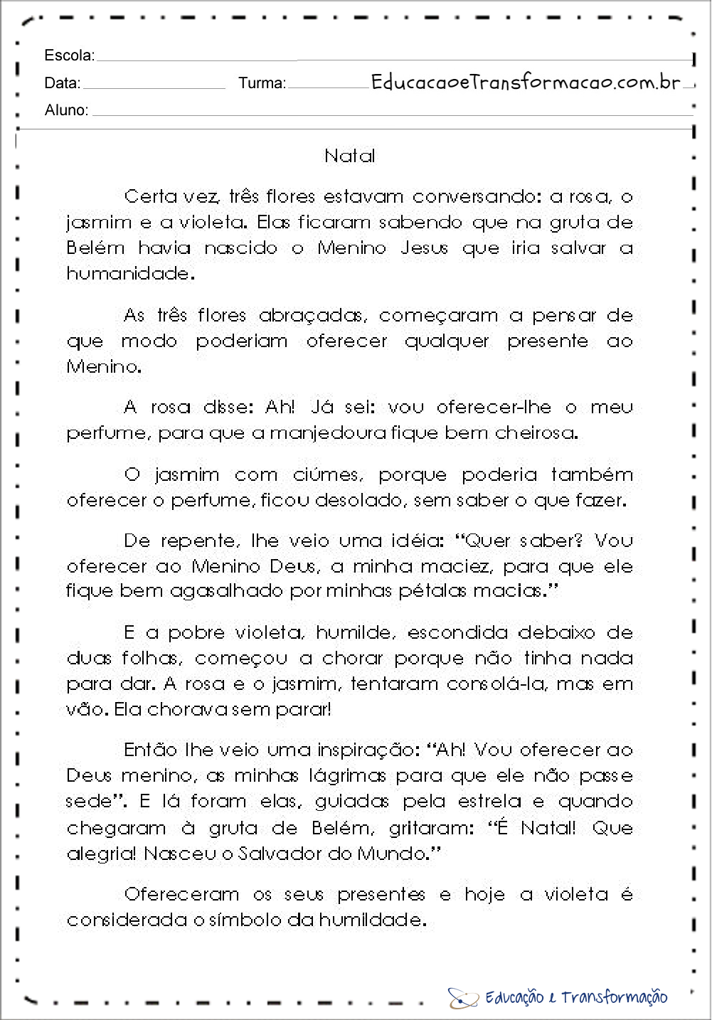 Atividades de Natal 4 ano do Ensino Fundamental