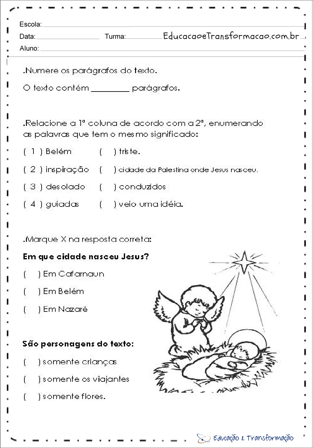 Atividades de Natal 4 ano do Ensino Fundamental - Interpretação de Texto Atividades de Natal 4 ano do Ensino Fundamental - Interpretação de Texto