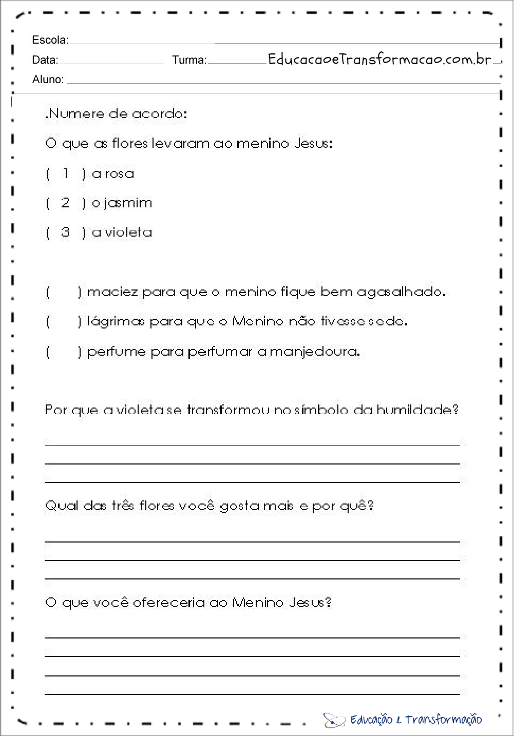 Atividades de Natal 4º ano - Interpretação de Texto – Educação e Transformação Atividades de Natal 4º ano - Interpretação de Texto – Educação e Transformação