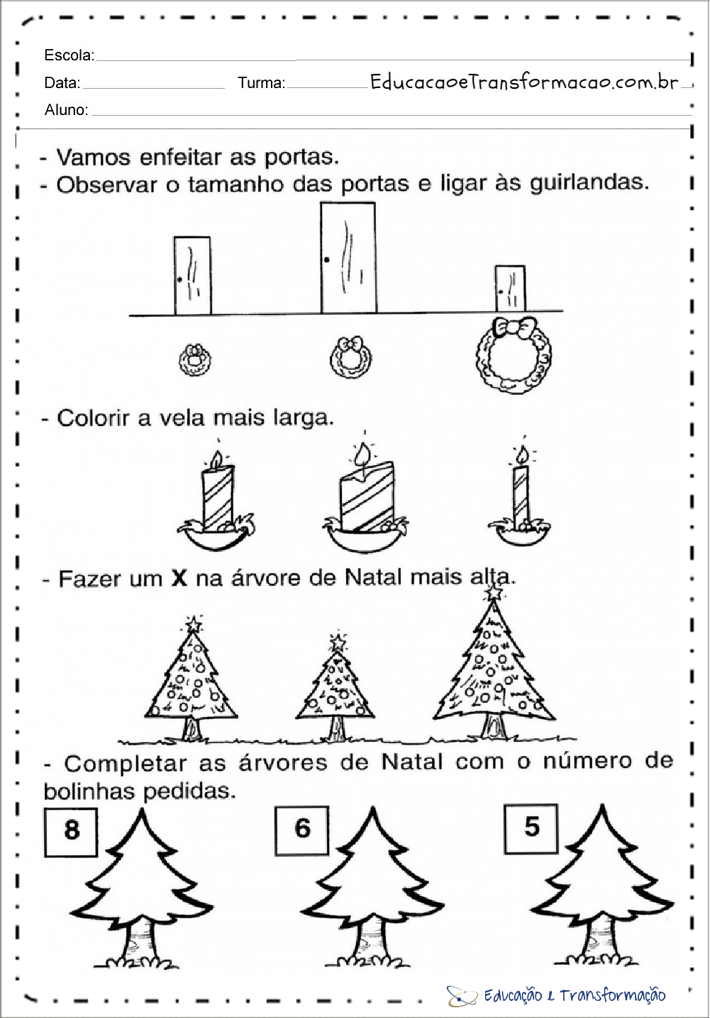 Atividades de Natal para educação infantil - Para imprimir - Series Iniciais