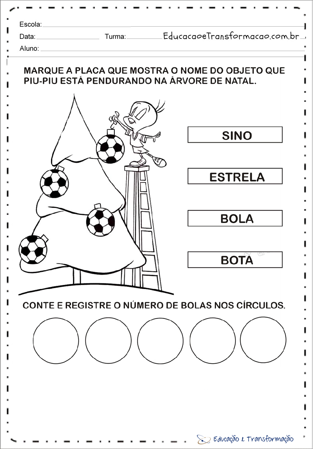 Marque a placa - Atividades de Natal para educação infantil. – Educação e Transformação Marque a placa - Atividades de Natal para educação infantil. – Educação e Transformação