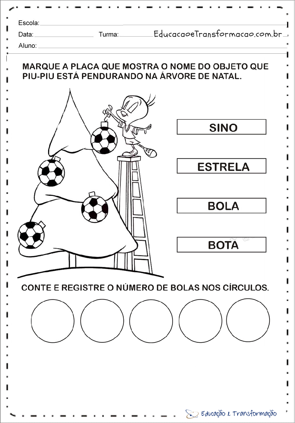 Atividades de Natal para educação infantil - Para imprimir - Series Iniciais