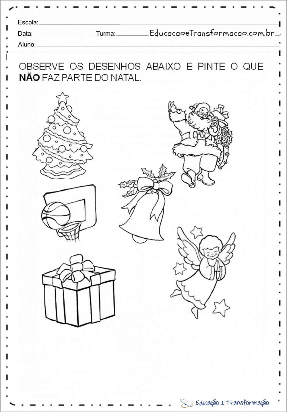 Observe os desenhos - Atividades de Natal para educação infantil. – Educação e Transformação Observe os desenhos - Atividades de Natal para educação infantil. – Educação e Transformação