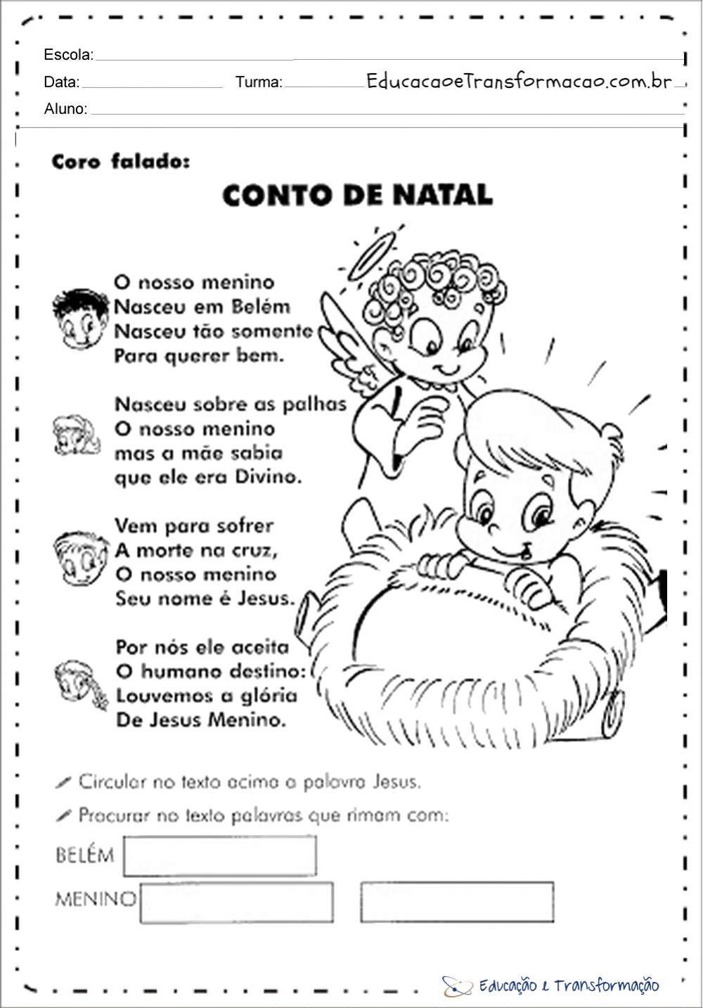 História De Natal Para Imprimir - NAZAEDU