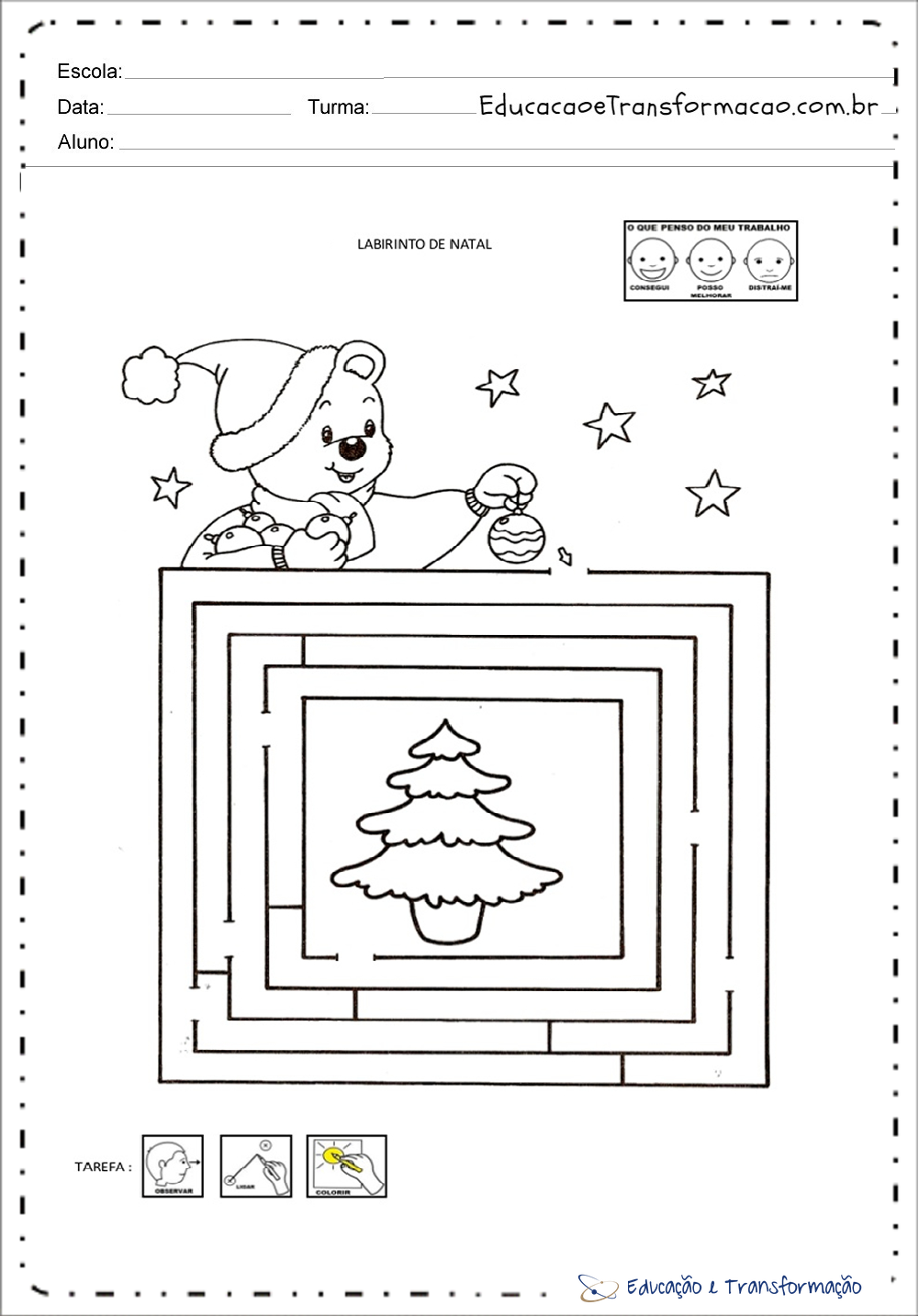 Labirinto - Atividades de natal para maternal. – Educação e Transformação Labirinto - Atividades de natal para maternal. – Educação e Transformação
