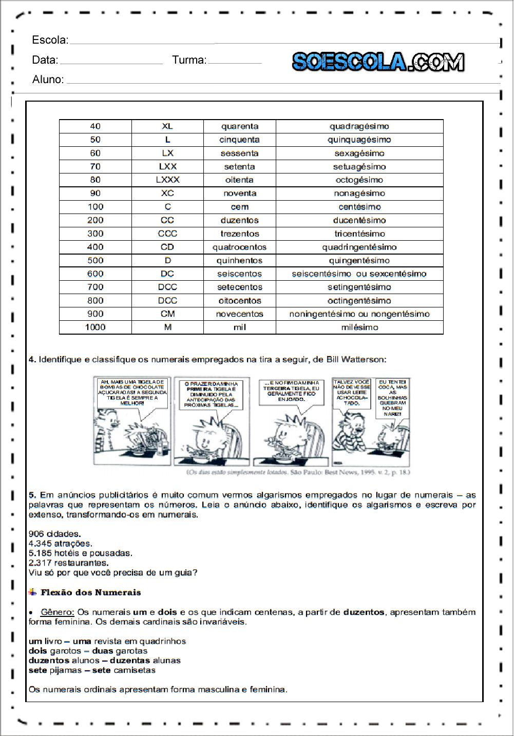 Atividades de português 6 ano do Ensino Fundamental