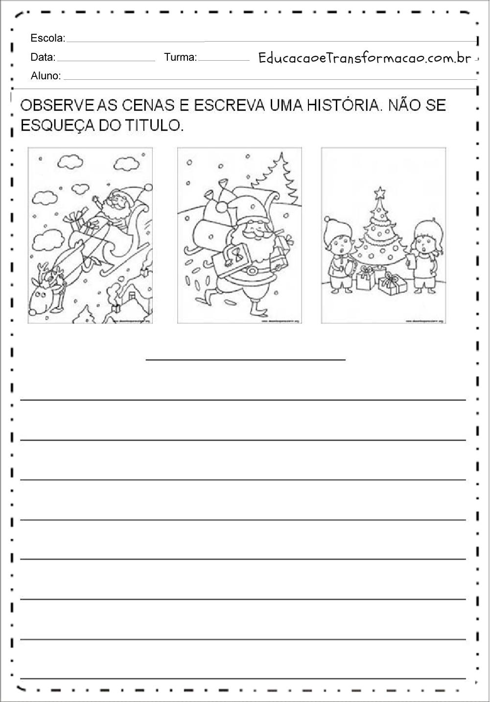 Atividades de Produção de texto para o Natal para Ensino Fundamental