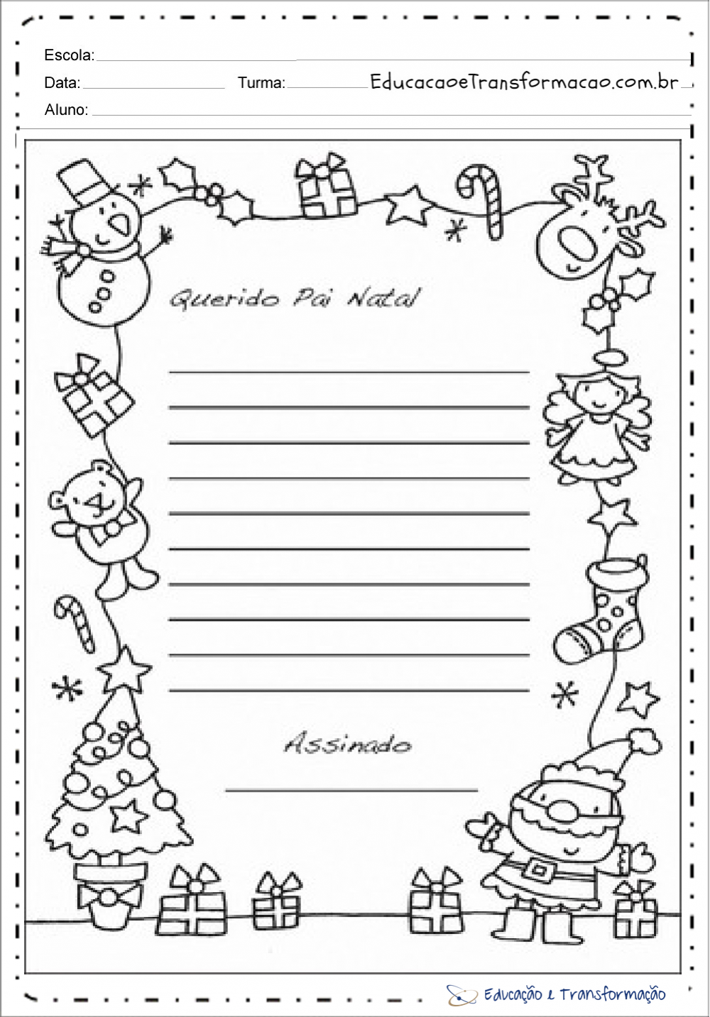 Cartão - Atividades de Produção de texto para o Natal. – Educação e Transformação Cartão - Atividades de Produção de texto para o Natal. – Educação e Transformação