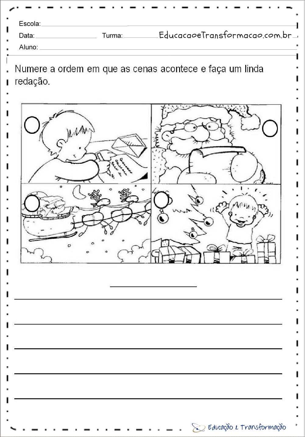 Quadrinho - Atividades de Produção de texto para o Natal. – Educação e Transformação Quadrinho - Atividades de Produção de texto para o Natal. – Educação e Transformação