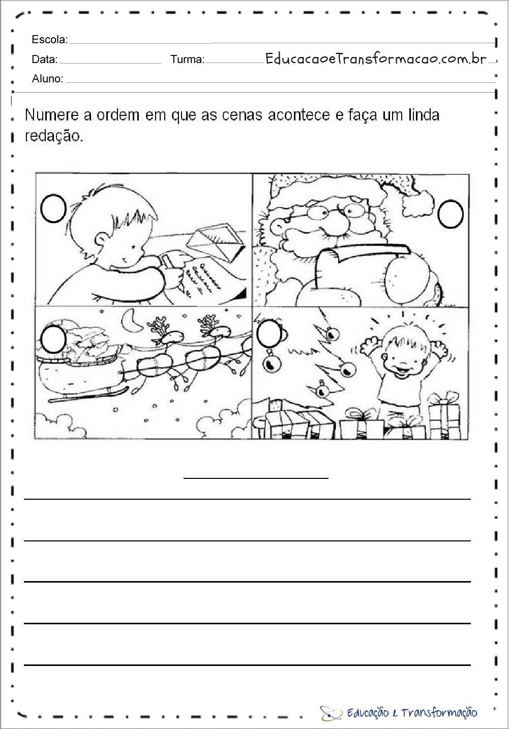 Atividades de Produção de texto para o Natal para Ensino Fundamental