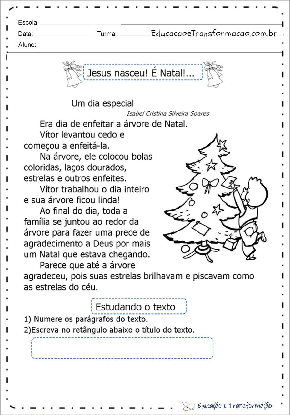 Atividades Natal para Ensino Fundamental - Para imprimir e Baixar PDF
