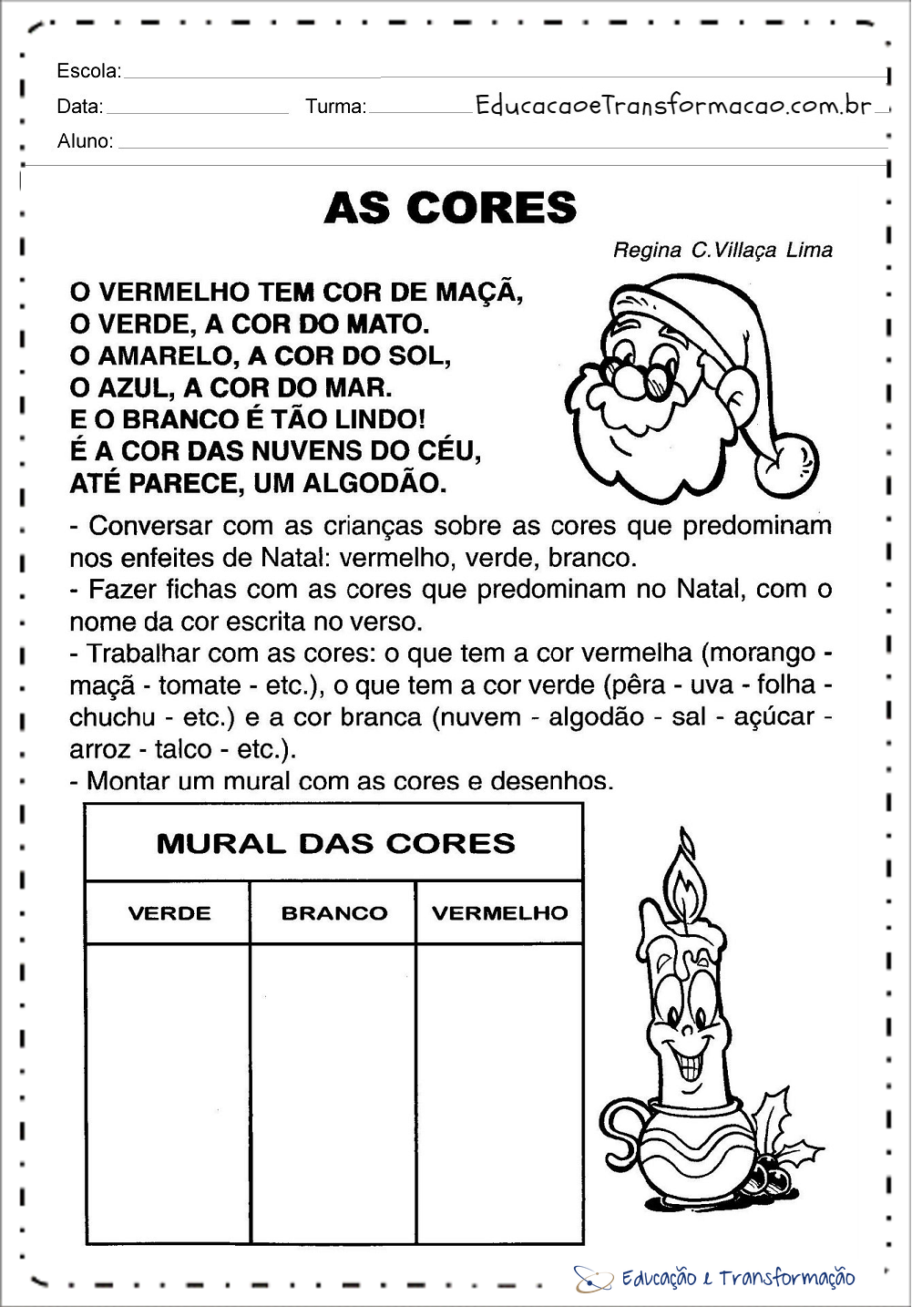 Atividades sobre Natal - As cores – Educação e Transformação Atividades sobre Natal - As cores – Educação e Transformação